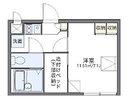 レオパレスグレイス 1Kの間取図画像