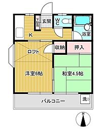 ドウェル春日町 2階2Kの間取り