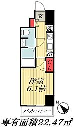 レフィールオーブ南行徳駅前 1Kの間取図画像