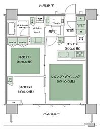 シティタワー新宿 2LDKの間取図画像