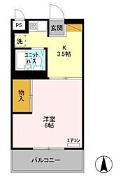 リジュール大久保3 1Kの間取図画像