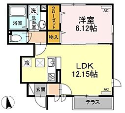 カサ ティエラ 1階1LDKの間取り