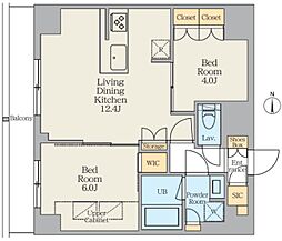 クレストコート東日暮里 2LDKの間取図画像