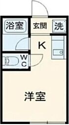 西武新宿線 野方駅 徒歩3分の賃貸アパート 1階ワンルームの間取り
