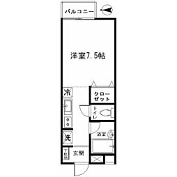 クレスト田町A ワンルームの間取図画像