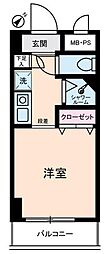 アムス川崎 ワンルームの間取図画像