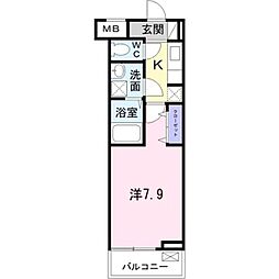 JR横浜線 長津田駅 徒歩10分の賃貸アパート 2階1Kの間取り