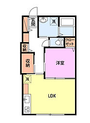 ディアウェンズ高志 2階1LDKの間取り