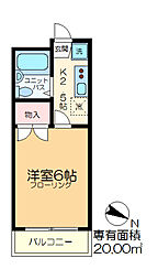 ブランハイム 1Kの間取図画像