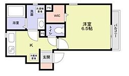 フォルトゥーナ旗の台 2階1Kの間取り