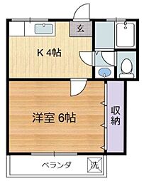 フローラ第2 1Kの間取図画像