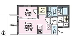 アイルグランデ赤羽 2階1LDKの間取り