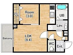 ジーメゾン神戸セレーナ 1階1LDKの間取り