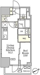 ザ・パークハビオ大森山王 1LDKの間取図画像