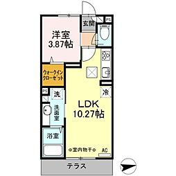 ダ アン ア シス 1階1LDKの間取り