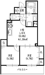 JR片町線(学研都市線) 忍ケ丘駅 徒歩10分の賃貸アパート 2階2LDKの間取り