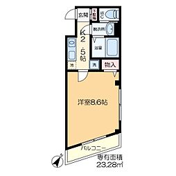 カタンクローバービル 1Kの間取図画像