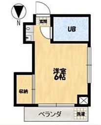 フラワーマンション 3階1Kの間取り