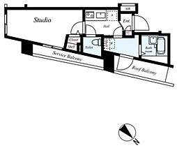 アーバイル文京本駒込 7階1Kの間取り
