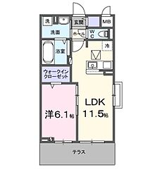 garden　浜プラス 2階1LDKの間取り