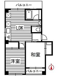 鈴木マンション 4階2DKの間取り