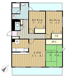 クラスガーデン相模大野壱番館 4階3LDKの間取り