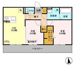 フィオーレ 2LDKの間取図画像