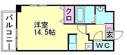 フライハイト西新 ワンルームの間取図画像