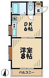 アクティブ多摩 3階1DKの間取り