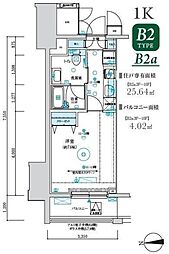京王線 京王八王子駅 徒歩2分の賃貸マンション 3階1Kの間取り