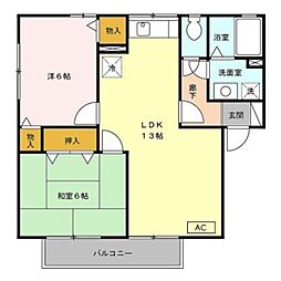 ヴィルヌーブ　Ｃ 2階2LDKの間取り
