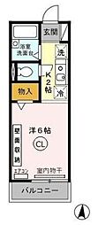 セジュール東川口 2階ワンルームの間取り