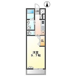 ウィング 2階1Kの間取り