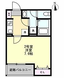 ベイルームリサータ相模原 1Kの間取図画像