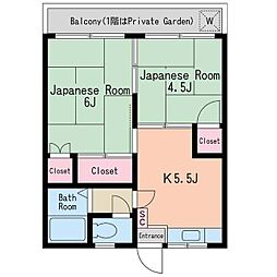 ホープハイツC 2DKの間取図画像