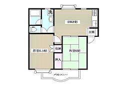 サンハイツ 202 2階2DKの間取り