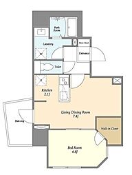 Espoir三田 2階1LDKの間取り