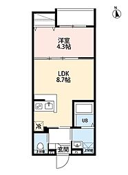 葛飾区柴又6丁目アパート 1LDKの間取図画像