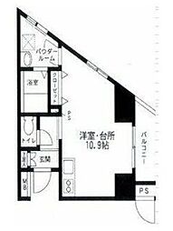 スカイプラザII 6階ワンルームの間取り