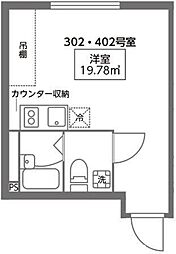 COCOSPACE多摩川 4階ワンルームの間取り
