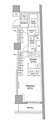 ザ・パークハビオ小石川 ワンルームの間取図画像