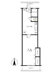 グリーンマンション 2階1DKの間取り