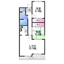 ウエストロー西取石 1階2LDKの間取り