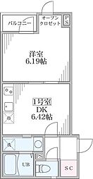 アンベリール北小岩 1DKの間取図画像