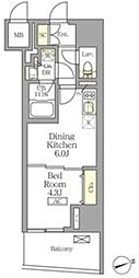 テラス北千住 1DKの間取図画像