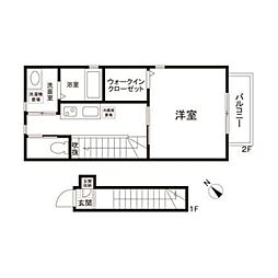 エスポワール 1Kの間取図画像