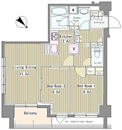リベルテ月島 309 3階2LDKの間取り