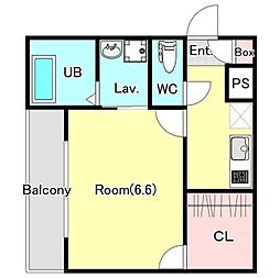 ジーメゾン春日部緑町 2階1Kの間取り