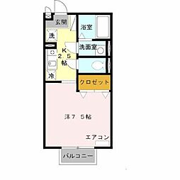 阪急神戸本線 園田駅 徒歩10分の賃貸アパート 2階1Kの間取り