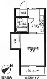 ジュネス峰岡 1Kの間取図画像